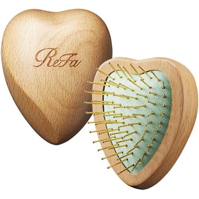【Livraison directe du Japon】 REFA Japon peigne de massage du cuir chevelu haut de gamme, portable, manche en bois naturel, soin confortable, peigne en forme de cœur, 1 pièce