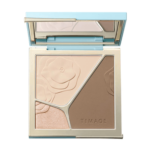 TIMAGE カラー タン ラディアント グロウ コントゥアリング パウダー パレット - 3色: ハイライター、マット、シマー、ノーズ コントゥアリング、サイド コントゥアリング、ブライトニング、ティア トラフ、ほうれい線、アンダー アイ ブライトニング - 01 デイ シャドウ ソフト 17g [ベストセラー 整形手術レベルのスカルプティング パレット]