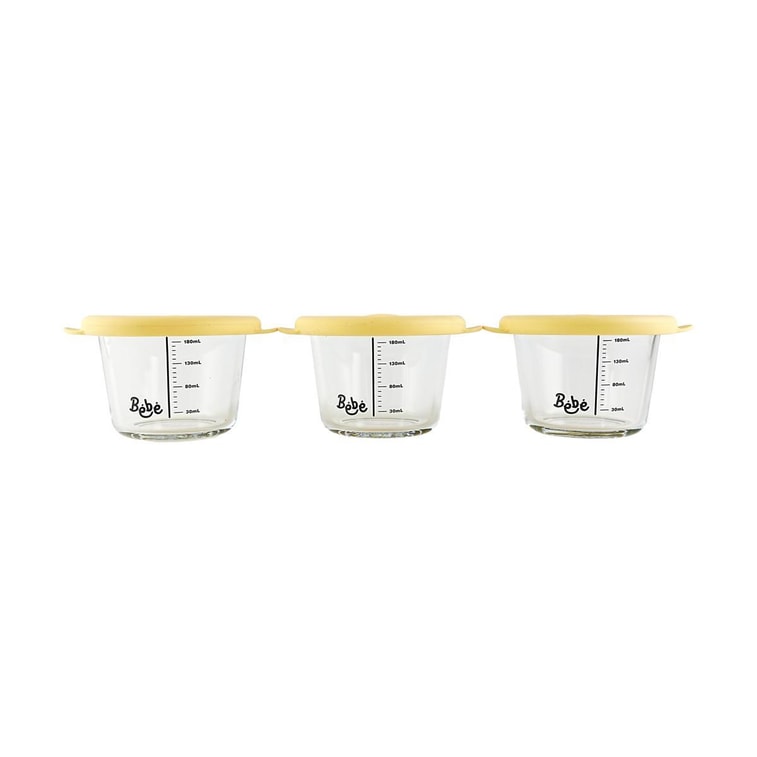 밀폐형 유리 이유식 용기 (BPA-Free, 노란색 3개입) 5