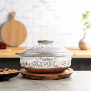 Ginpo Mishima Japanese Clay Pot Banko Donabe Chrysanthemum, 105 oz 101.44 fl oz