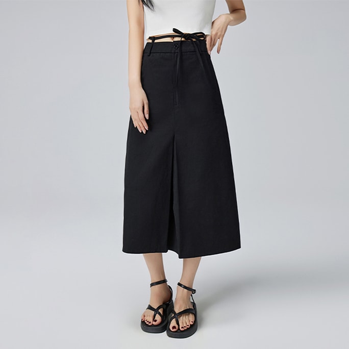 HSPM New High-Waisted A-Line Split Skirt Black S