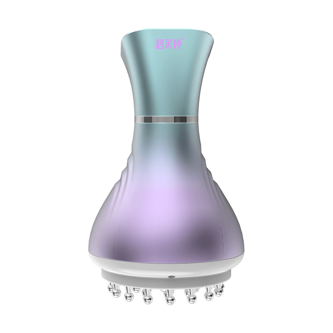 【中国直邮】 碧芙婷 35 档电动经络刷 无线手持揉腹刮痧 EMS 微电流三色光热敷全身按摩仪 一套装