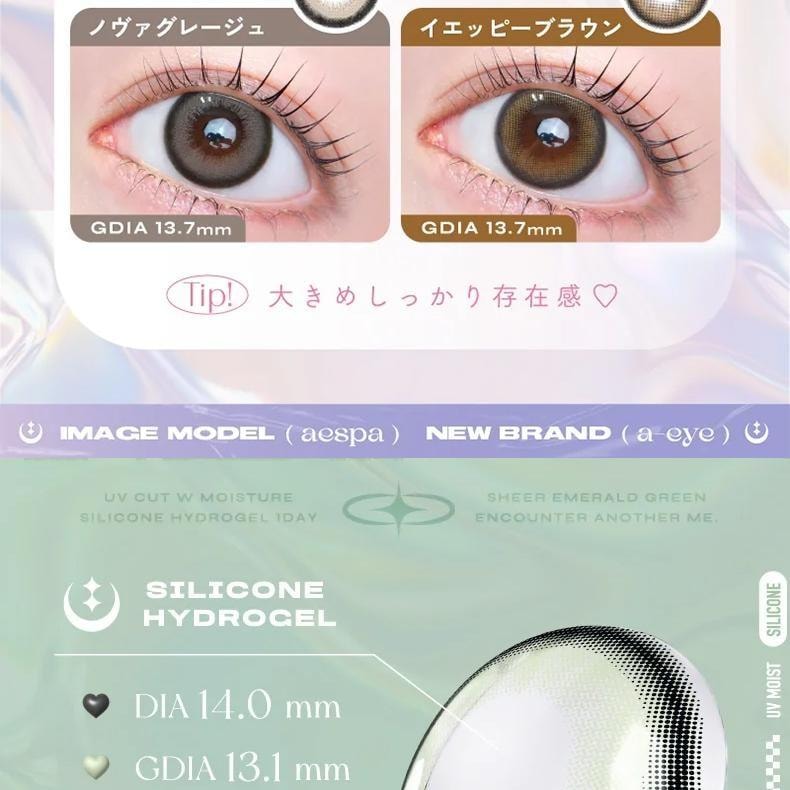 【日本美瞳/日本直郵】1Day Refrear a-eye 日拋美瞳 Yeppi Brown「棕色系」10片裝 度數-1.75(175)預定3-5天 DIA:14.5mm | BC:8.7mm