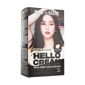 HELLO CREAM Double Coverage Hair Color Cream White Hair Cover Dye #4DCB Dark Chocolate Brown, 4.23 oz.
