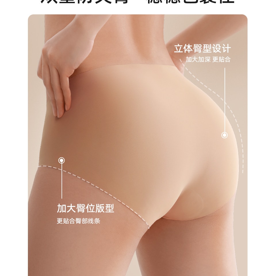 幸棉肤色PLUS码粉底液无痕隐形不夹臀内裤女士中腰莫代尔裆抗菌运动瑜伽透气