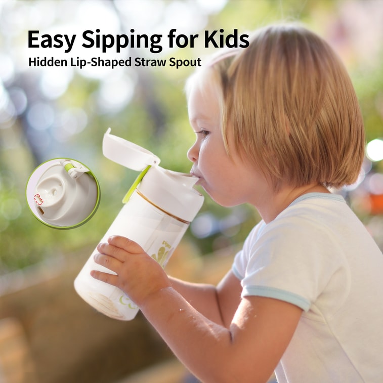 Double Port PPSU Drinking cup 36M+ Green (talkative and  friends)​ 500ml/17oz 3