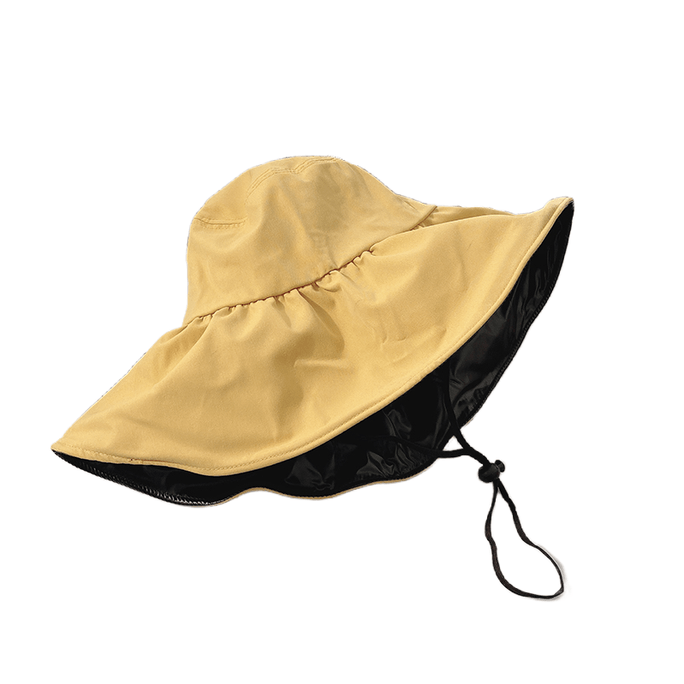 [중국에서 온 다이렉트 메일] UV 비닐 자외선 방지 태양 모자 큰 챙 얼굴 가리개 태양 모자 어부 모자 조정 가능한 모자 둘레 (56-58cm) 패션 레몬 옐로우