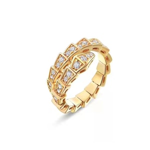 【中国直送】HSPM 新品 ハイエンド 万能 輝く ダイヤモンド 蛇型 オープンリング 蛇型 リング ゴールド F