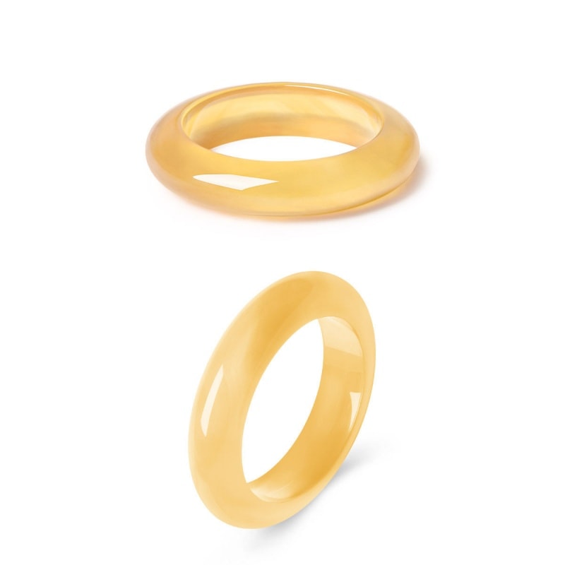 【中国直邮】 周大生 蜜糖玉石玉髓戒指高级食指戒国风手饰生日礼物送女友 全糖 11号一个装 (限量两个)