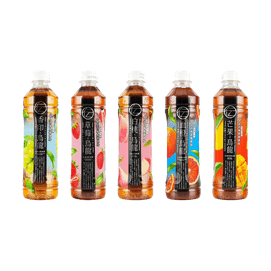Oolong Tea,Blood Orange+White Peach+Shine Grape+Strawberry+Mango Flavor, 14.54 fl oz*5【5 Combo Packs】【Japan Trendy】
