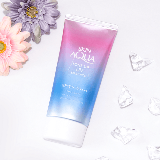 日本ROHTO乐敦 SKIN AQUA 独角兽彩虹美肌防晒霜 修颜润色隔离饰底乳 SPF50+/PA++++ 80g*2 #薰衣草紫 【超值装】