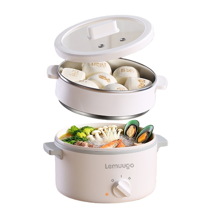 Multifunctional Electric Cooker with Ceramic-Glazed Inner Pot and 304 Stainless Steel Steamer Basket 1.6L