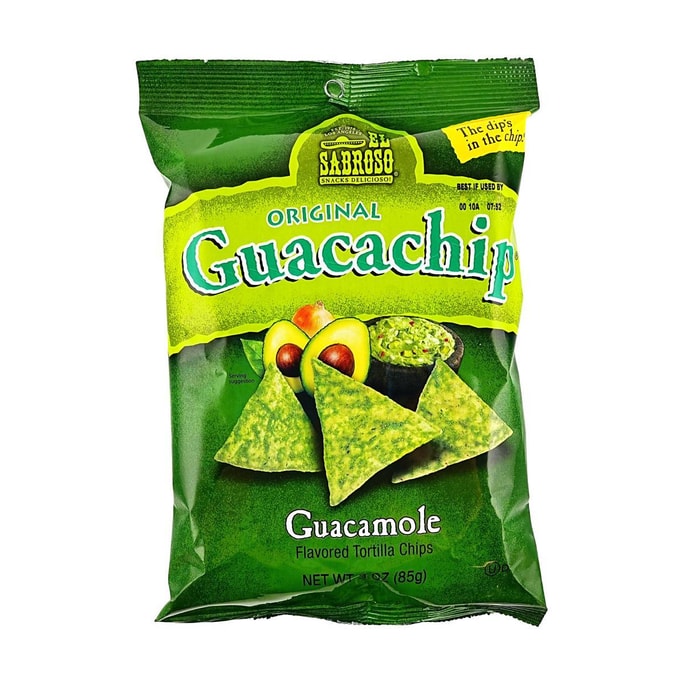 Guacachip Guacamole Tortilla Chips, Avocado-Flavored Corn Chips,3 oz