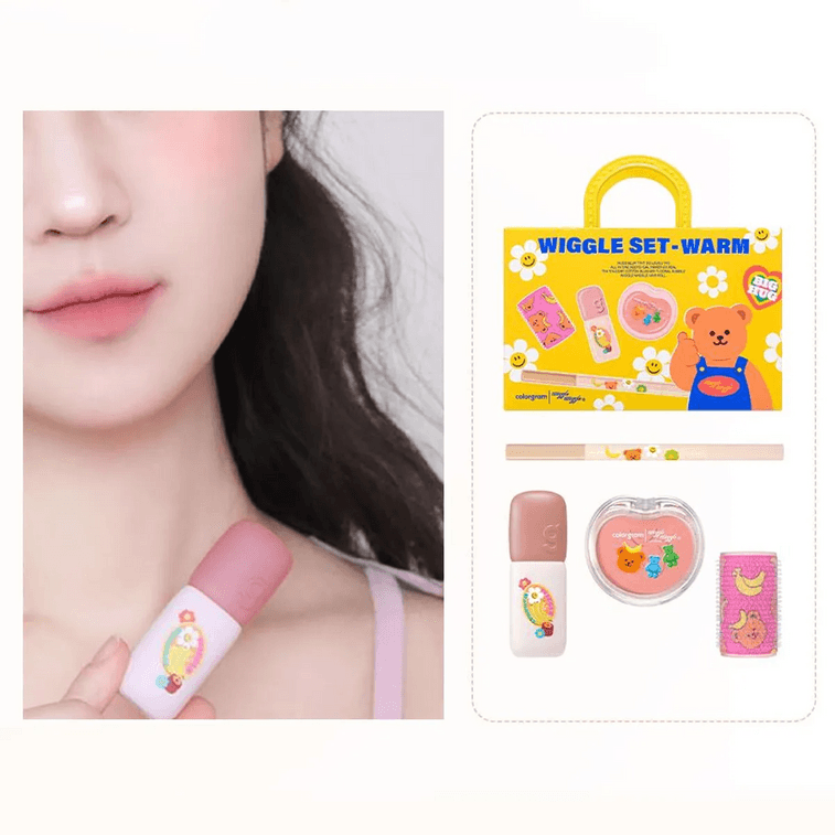 누드 블러 틴트 위글 위글 세트, #01 웜 바스켓 - 틴트 #03 + 블러셔 #11 + 애교살 메이커 #03 + 헤어롤 3