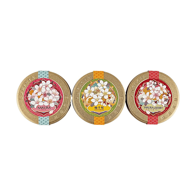 春限定ミニティー缶ギフトボックス、桜茶＋桜ベリー茶＋ゆず桜茶、3缶入り（各1.32オンス）