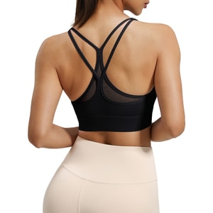 Cross Back Sports Bra One Piece Backless Shockproof Push Up Sports Bra Star Black S Size