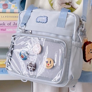 【中國直郵】 HSPM 新款學院風百搭高顏值單肩包斜挎大容量兩用包 藍色 M 1個裝