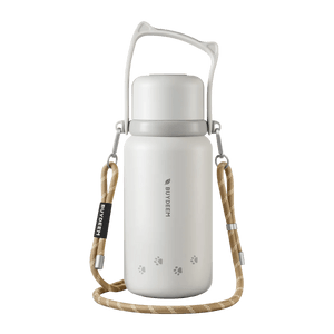 Cute Cat Insulated Water Bottle 35.5 fl oz for Tea Brewing Hot & Cold-Oat White