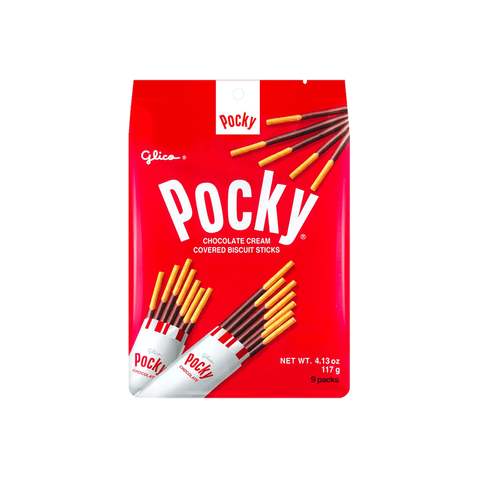 Classic Chocolate Pocky Cookie Sticks - Family Pack, 9 Packs