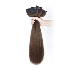 【中國直郵】 HSPM 假髮三片式長髮隱形無痕仿真女長直髮增發量自然蓬鬆接髮片貼片 淺棕色直髮50cm 三片裝