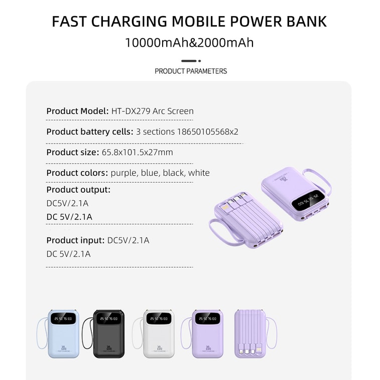 The New Model Comes With A Four Wire Ultra Large Capacity Portable Power Bank With Lighting Baby Blue 20000mAh 3