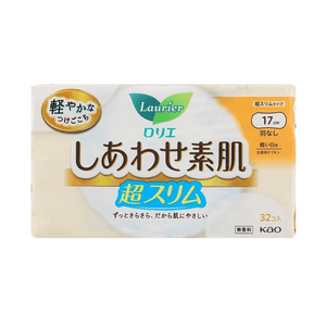 ローリエ 超薄型無香料生理用ナプキン 敏感肌用 羽なし サイズ1/170mm 32枚入り @COSME 賞