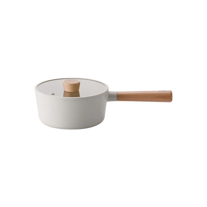 Fika Milk Pot Sauces Pan with Glass Lid and Wooden Handle 6” 1.2 qt
