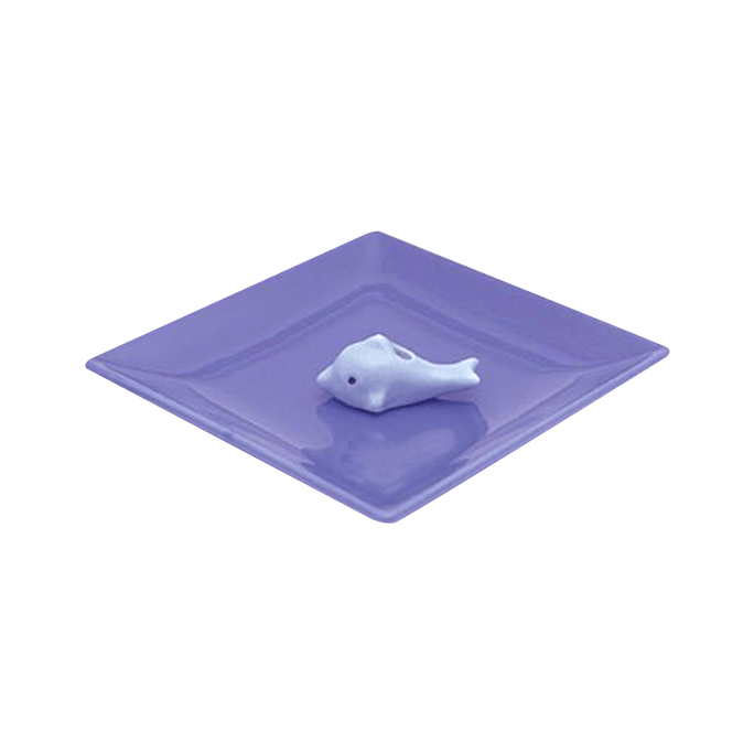 NipponKodo Ceramic Incense Tray with Dolphin Incense Stand Blue 1pc