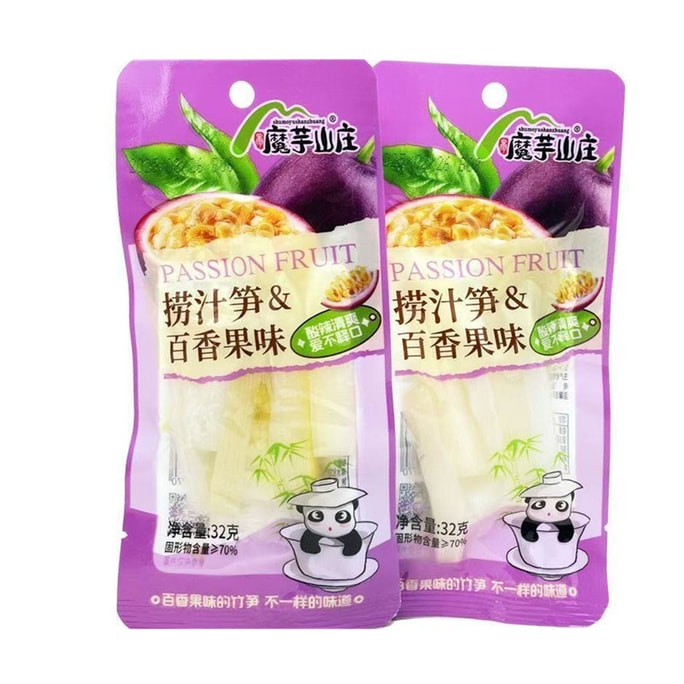 Konjac Manor Passion Fruit Sauce Bamboo Shoots 32g*3 Packs, Sweet and Sour Refreshing Ready-to-Eat Side Dish, Dormitory Snack