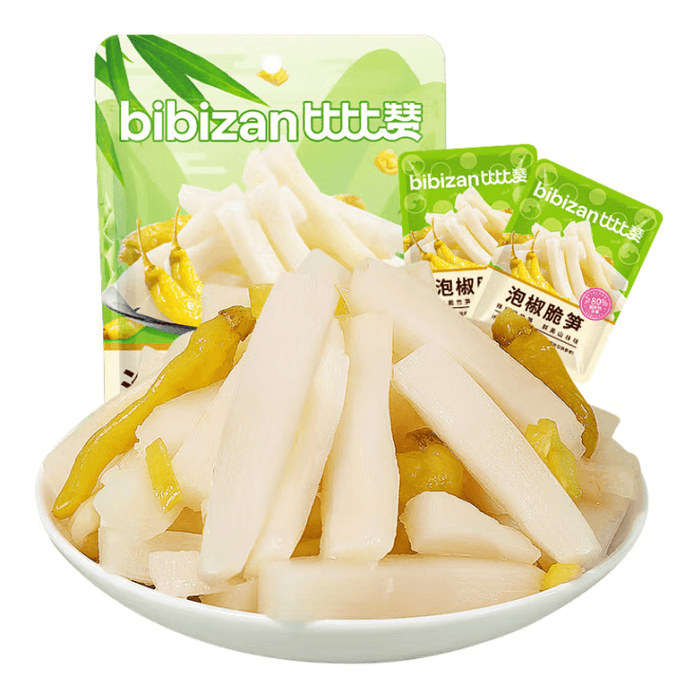 Bibi Zan Pickled Chili Crispy Bamboo Shoots - Low-Fat, Sour And Spicy Snack, Ready To Eat, 200g*1 Bag