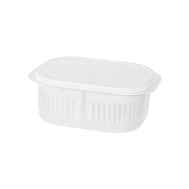 Refrigerator Fruit Vegetable Organiser Kitchen Food Organiser Compartment Lid Sealed Freshness Drainer Cotton White