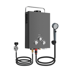 [중국 직배송] Amzgachfktch 실외용 순간식 프로판 가스 온수기, 분당 1.58갤런, 6리터 용량, 손잡이 및 과열 방지 기능 포함, 블랙