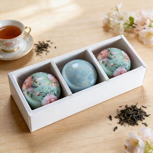 嘉心ミニティーギフトセット:菊花&カシアシードティー+ジャスミン緑茶+桃烏龍茶(3缶セット)