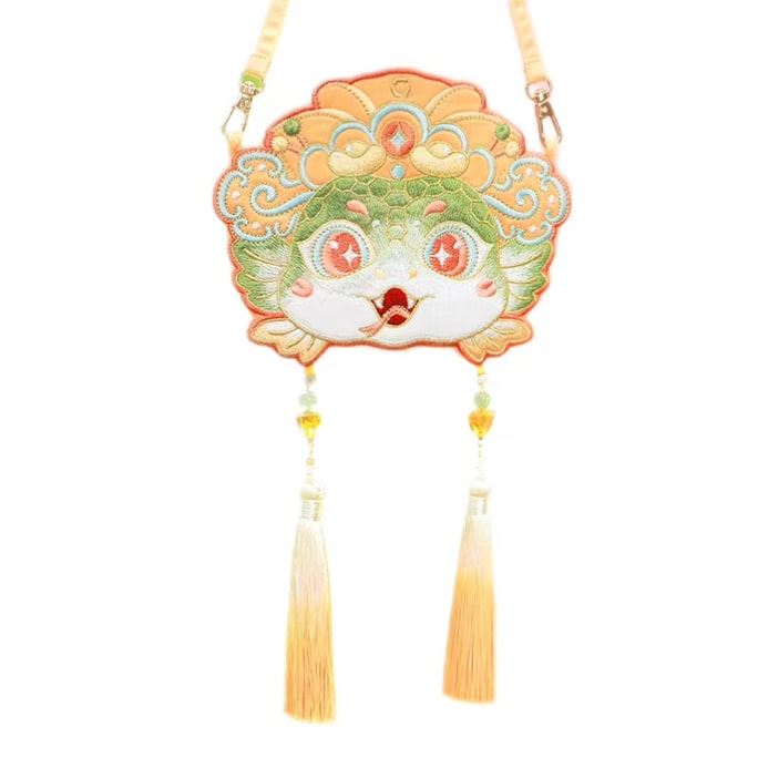 Year Of The Snake Embroidered Bag Embroidery Zhaocai Ancient Style Sachet Hanfu Accessories - Cute Snake Style Cyan 1Pc