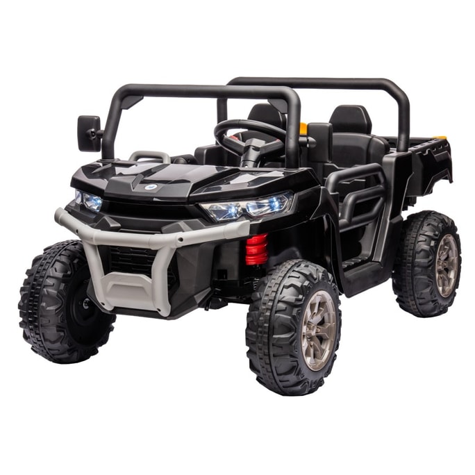 Driving a truck with 2 seats 24V electric all terrain safety emergency braking protection and 1 black unit