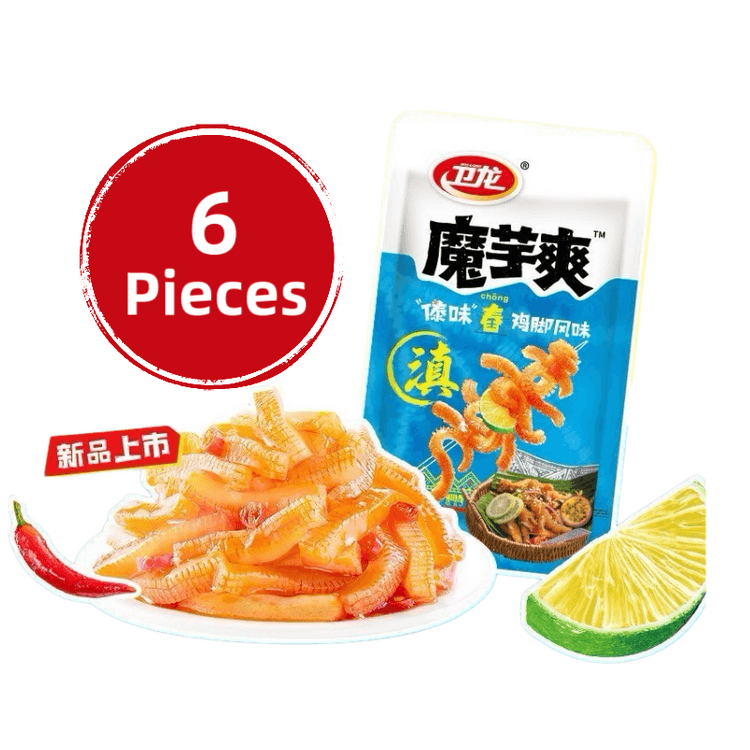 中国直邮】 卫龙【新品傣味】魔芋爽素毛肚16克*6包傣味百香果舂鸡脚