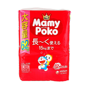 유니참 무니 마미포코 x 도라에몽 기저귀 팬티 사이즈 L (9-15kg) 62개입 도라에몽