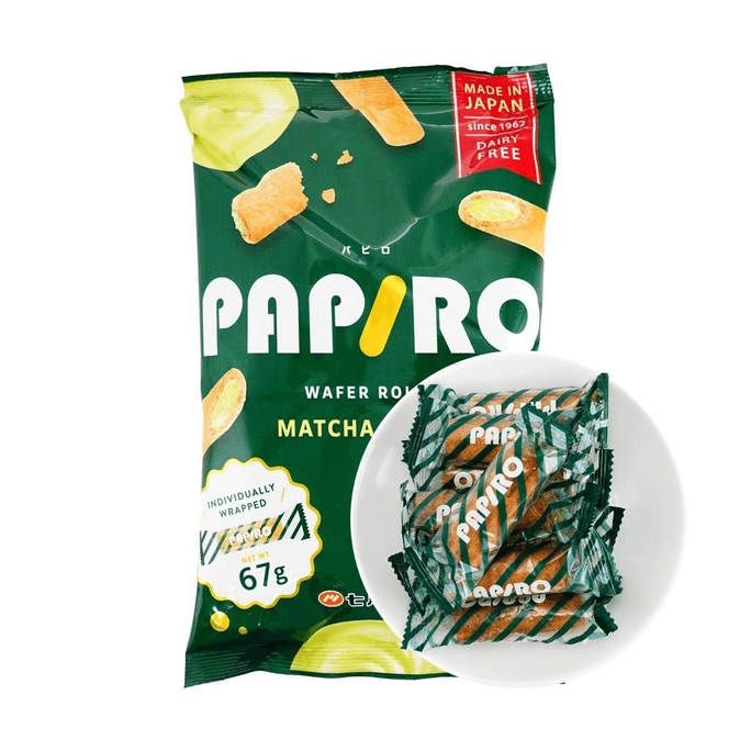 日本七尾製菓 PAPIRO 抹茶奶油夹心威化卷 67g