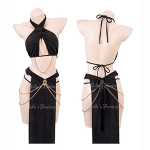 美國 Bella’s Fantasy 性感禦姐埃及女王情趣內衣套裝 珠光微閃6件套裝 黑色 均碼