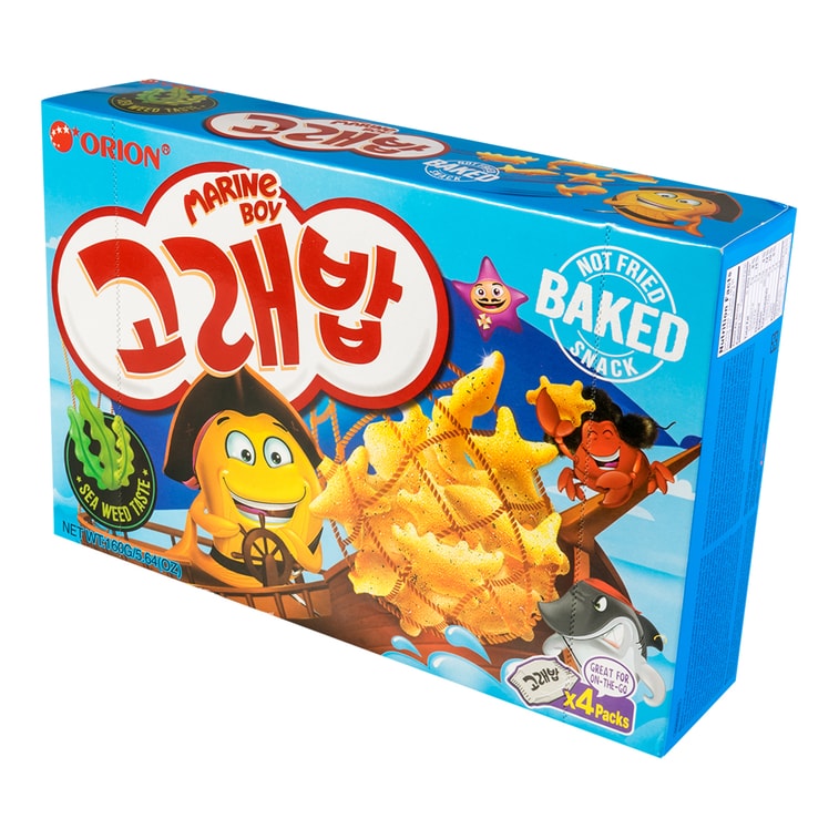 Baked Marine Boy Sea Creatures Shaped Snack ,Seaweed Flavor Crackers, 4 Pack, 5.64 oz [ Blackpink Jennie's Pick ] 7