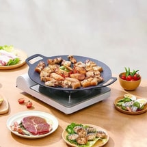 Korean BBQ Plate for Frying and Grilling, Compatible with Induction Cooktops and Gas Stoves 33cm