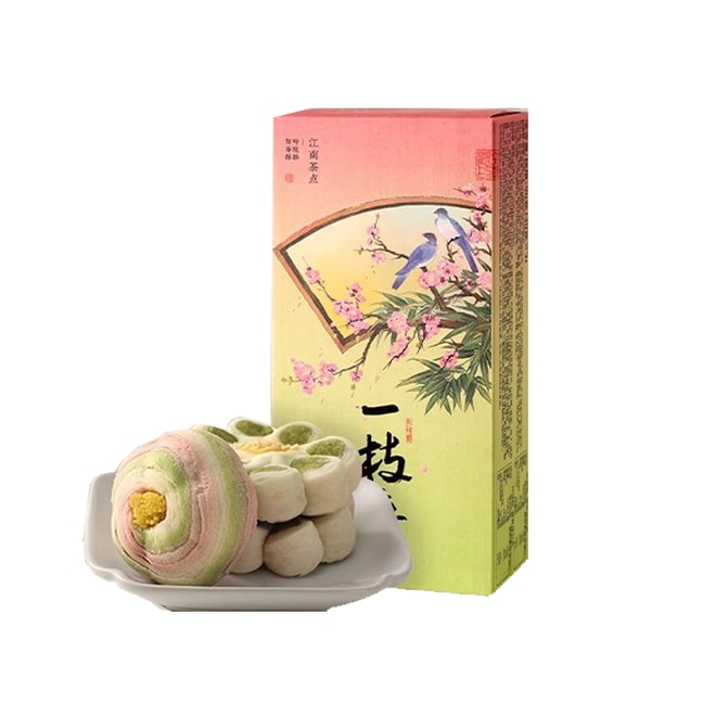 【中国直邮】知味观 杭州特产传统糕点心 中秋月饼【1盒】一枝春茶果点心90克 (玲珑酥30g+知春酥30g*2)