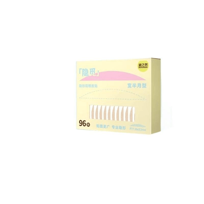 【中国直送】日本製 スジラン 隠しまぶたテープ、むくみ目対策、女性用 片面式 目立たない ナチュラル シームレス ワイド ハーフムーン型、96枚入り×1箱