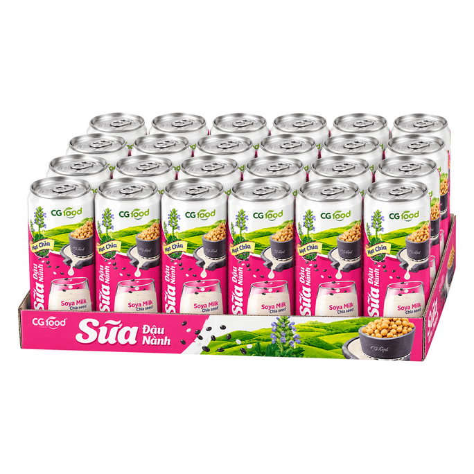 CG Soya Milk With Chia Seed, 325 mL Cans, Pack Of 24