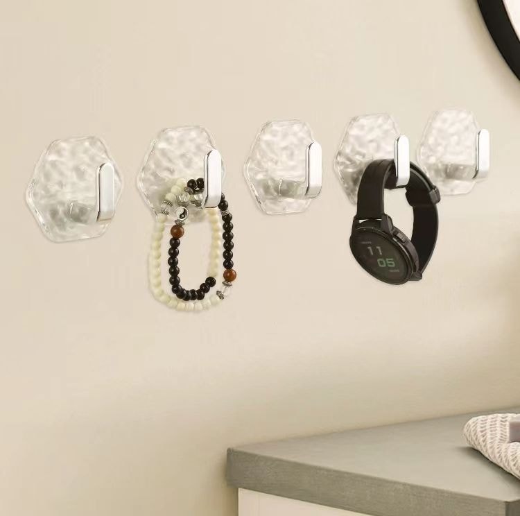 海蓝星 轻奢液态冰川纹挂钩 不惧潮湿环境 免钉轻松安装 工艺精美 加粗挂钩更结实 5个装