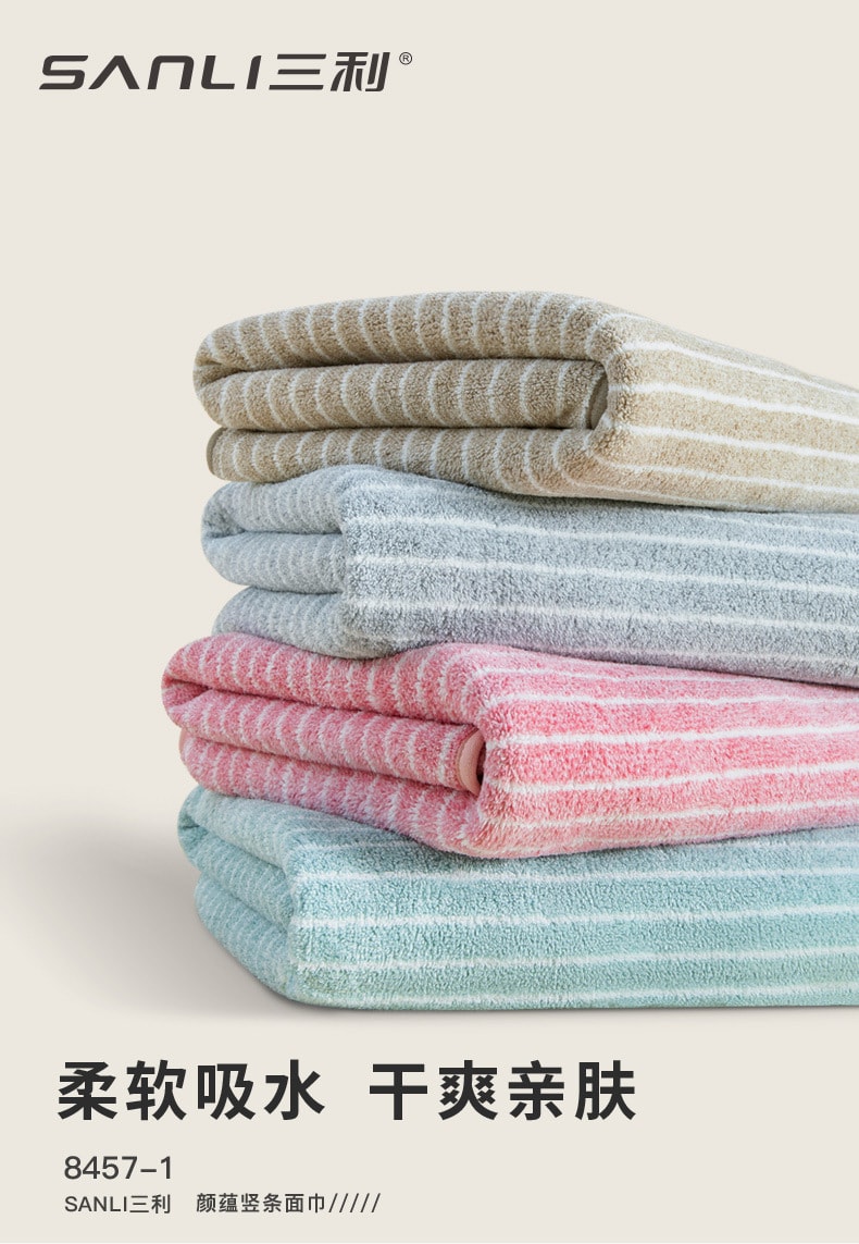 Serviette en flanelle Sanli à rayures larges - Rose 1 pièce 35*70cm Fibre ultrafine plus douce et absorbante que le coton, ne perd pas ses poils [Toucher doux et velouté, polyvalent et esthétique, absorption et séchage rapides, pour le bain et le visage]