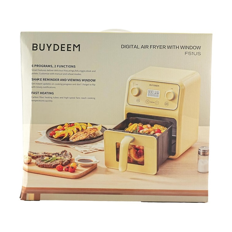 BUYDEEM北鼎 氣炸鍋 多功能家用電炸鍋 可視大容量金屬內膽 4L 小鵝黃【贈黃豬豬盒】 5