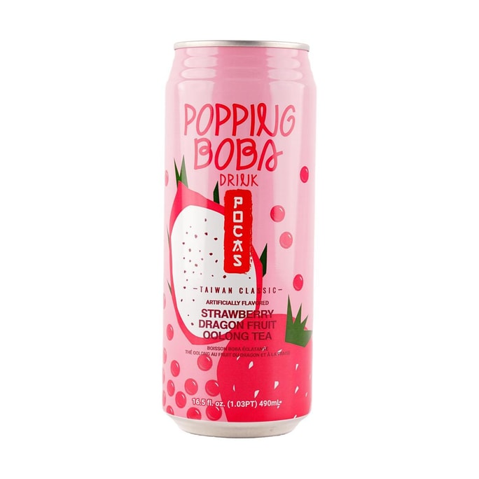 Popping Boba Strawberry Dragon Fruit Oolong Tea,16.5 fl oz