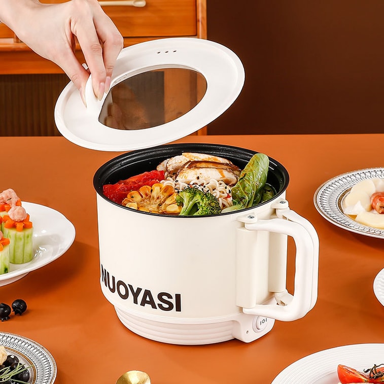 1.8L折疊小電鍋電煮鍋家用宿舍電蒸籠-白色送蒸籠 1 把 5