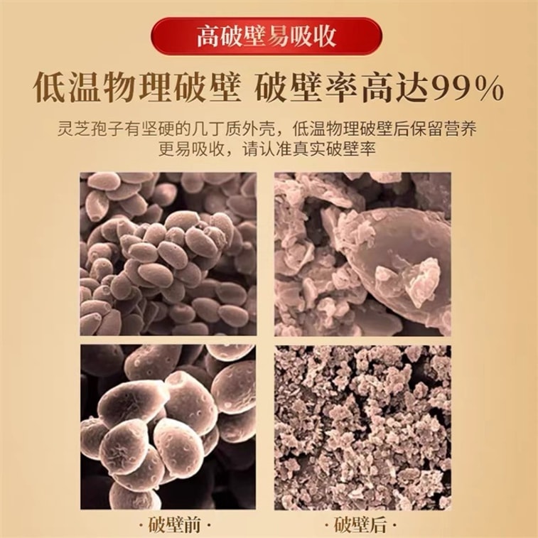 Organic broken-cell mushroom spore powder - Linzhi mushroom spore powder - Gift for elders - 60 bags per box 3